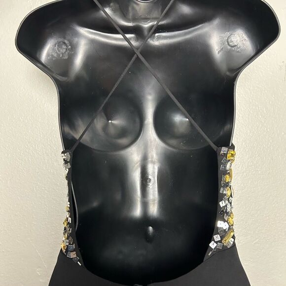 Vintage Masquerade Black Dress with sequence silver and Gold Size 5/6 - Picture 5 of 7